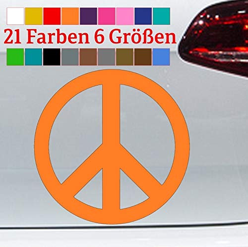 generisch Peace Aufkleber Friedens Zeichen Sticker Punk 80er Hippie Flower Power Vinyl JDM in 6 Größen und 21 Farben