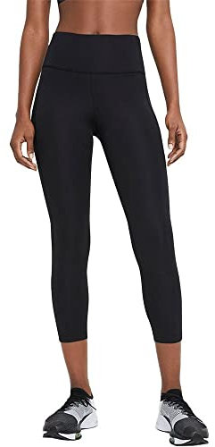Nike Women's W NK DF Fast Crop Leggings, Black/Reflective silv, 2XL