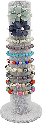 Jorzer Velvet Scunch Organizer, Vertikaler Turmschmuck Armband-Ausstellungsständer, Haarband, Scrunchies, Bangle Halter Organizer, T Bar Form Tower-Display Organizer Holder, Armband Lagerregal (Grau)