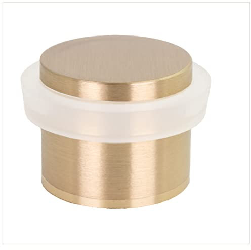 Klebe-Türstopper | 24 x 20 mm | Gewindesockel | Gummi Weißer | Messing Finish Matt | Enthält Werkzeug, Schraube + Befestigungsdübel | Mod. I-191/24x19-B-DUAL-LMT| EVI Herrajes