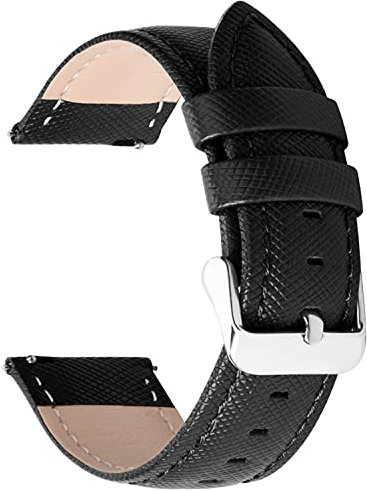 Fullmosa Cinturino 22mm per Orologio, Cinturini in Pelle Smartwatch Compatible con Samsung Galaxy Watch 46mm, Galaxy Watch 3 45mm, Huawei Watch GT 2/3 46mm, Amazfit GTR 2e, Nero