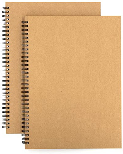 Deroyce Spiral-Skizzenbuch, A4, blanko Seiten, Notizblock, blanko, Papier, Hochformat, Skizzenbuch, Skizzenblock für Reisen, Schule, Zeichnen, 2 Stück