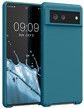 kwmobile Hülle kompatibel mit Google Pixel 6 Hülle - Silikon Handy Case - Handyhülle weiche Oberfläche - kabelloses Laden - Petrol matt