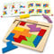 Coogam Holz-Puzzle-Blöcke, geometrisches Tangram-Gehirn-Teasers, Puzzle, 3D-Logik-IQ-Spiel, buntes Formmuster, Montessori-STEM