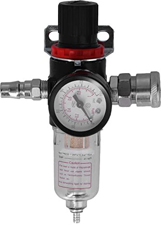 1/4in Compressed Air Filter Regulator Combo Compressor Water Oil Separator with Pressure Gauge, Air Compressor