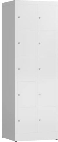 Lüllmann 10 Fächer Spind Schließfachschrank kompl. montiert und verschweißt Wertfachschrank Fächerschrank Spind Umkleideschrank (RAL 9003 signalweiß)