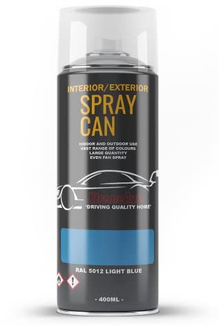 Xtremeauto Spray Paint Finish For Indoor And Outdoor Use Garden Cars Home Kitchen Bathroom Furniture Art Craft Bikes Radiators Metal Wood Plastic Glass UPVC Stone PVC RAL 5012 Light blue