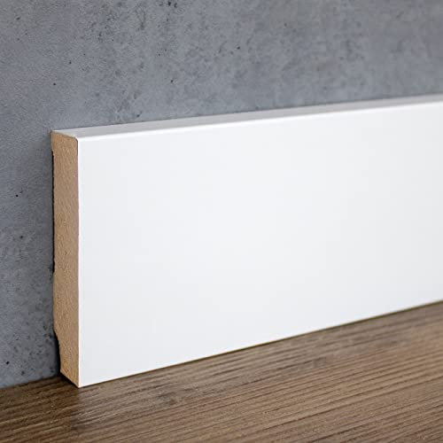 Südbrock, battiscopa, 721.1680, profilo angolare, 16 x 80 x 2500 mm, fogli in MDF, bianco, verniciabile, battiscopa classico, 1 pezzo