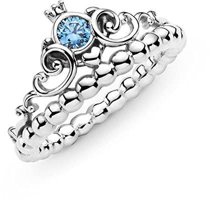 MAYIYAHO 925 Sterling Silber Blau Tiara Ring Krone Kutsche Kürbis Coach Fingerringe für Frauen Silber Bague Weibliche Hochzeitsschmuck