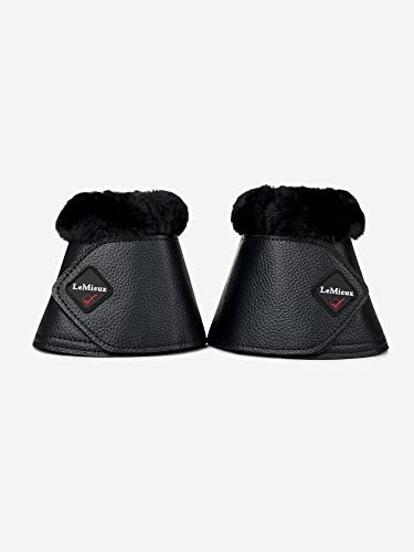 Paraglomi per cavalli in similpelle nera con chiusura in velcrocon bordo in pelo super morbido Full