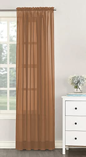 Single Plain Voile Net Curtain Sheer Panels Slot Top Heading (Sand, 140cm (55) Wide x 229cm (90) Drop)