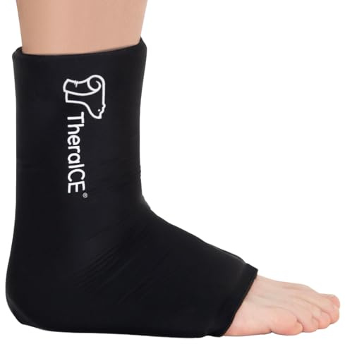 TheraICE Ankle Ice Pack Wrap for Swelling & Sprained Ankle Brace for Women Men, Cold Therapy Foot Heel Spur Support Compression Socks, Plantar Fasciitis & Achilles Tendonitis Sore Feet Pain Relief