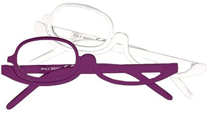 STOP TO SHOP Schminkbrille mit klappbarer Linse 2er-Pack 180 Drehlinse 2,5 | Acrylrahmen, Schutzhüllen inklusive, leichtes Design, Kosmetik-Schminkbrille, präzise Augen-Make-up-Hilfe