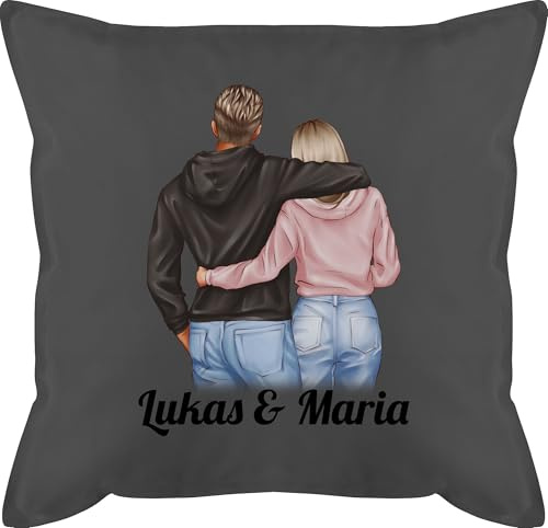 Kissen 50x50 - Freundin - Pärchen Geschenk Valentinstag personalisiert Pärchen I Valentinstag I Weihnachten - 50 x 50 cm - Grau - partnerkissen lieblingskissen Partner Paar kopfkissen