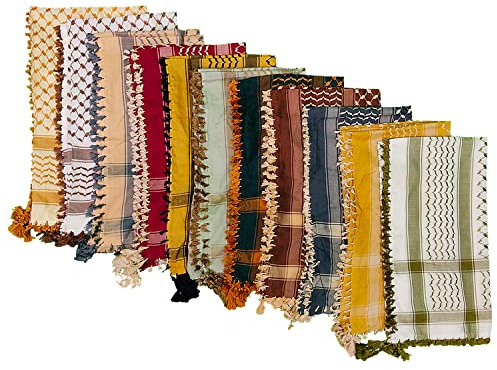 Winter-Designer-Shemagh-Schal, 100 % Baumwolle, Luxus-Qualität, dick gewebt, arabisch, Militärqualität, neu, Beige und Grau