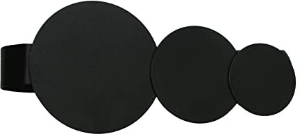 GARDINIA Raffspange Kreise mit Magnetverschluss, Vorhang-Raffhalter für Vorhänge oder Stoffe, 14,5 x 6,5 cm, Metall, Schwarz
