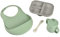 BÉABA, Scatola per pranzo silicone, Set pappa per bambini, Stoviglie in silicone, Bavaglino in silicone, Cucchiaio, Tazza per bambini, Piatto a scomparti, Velluto verde salvia/grigio