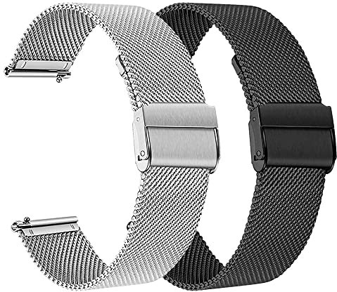 Armband Kompatibel für Blackview X5/X1/W20/W30/W40/W50/W60/R60 Uhrenarmband, Ersatz Metallarmband für IOWODO R8 Pro/X5/W13/W40/W50/W60 Edelstahlarmband (Silber+Schwarz)