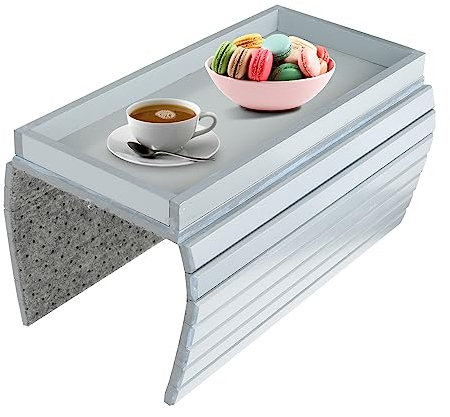 maxant Sofa Arm Tray Table, Couch Arm Table, Flexible Couch Armrest Table, Couch Cup Holder, Foldable Sofa Tray, Arm chair Tray for Remote Control Phone (C# Grey), 34*42, (WUKEL088990-91820)