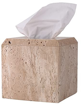 WORHE Taschentuchbox-Abdeckungshalter, echter natürlicher Marmor, strapazierfähig, quadratisch, für Badezimmer, Wohnzimmer, Schlafzimmer, Waschtisch, Küche, minimalistisch, Büro, Heimdekoration,