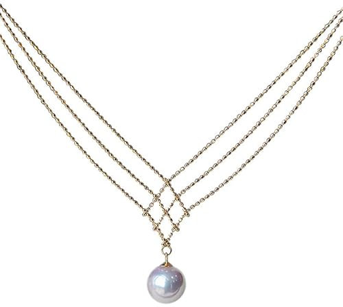 HUGE TOMATO AAA Süßwasserperle Anhänger Perlen-Halskette Zierliche Perlenkette netzförmige 18K vergoldet Halskette für Frauen