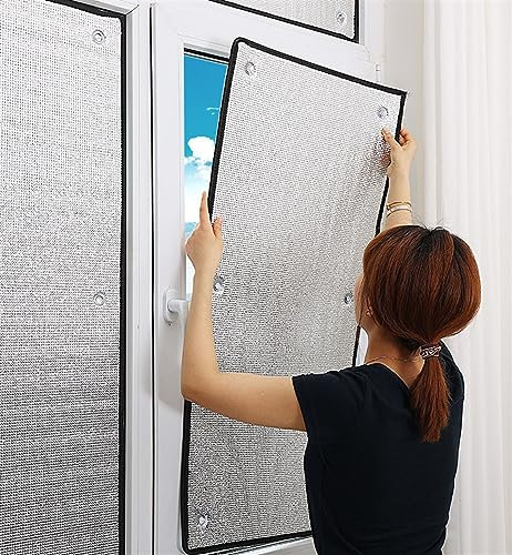 NEPHRA Pellicola Anticalore per Vetri, Pannello Termoriflettente, con Ventosa Pellicola Anti UV, Pellicola Riflettente per Vetri Finestre, Isolante Termico Adesivo (Size : 100x110cm)