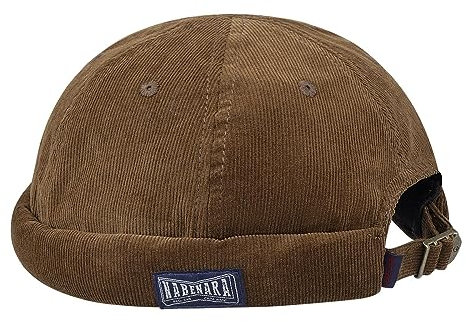CLAPE Berretto Docker da Uomo Cappello Senza Visiera Rolled Cuff Docker cap Berretto da Portuale in Cotone Brimless Beanie Skullcap Brown HBH01