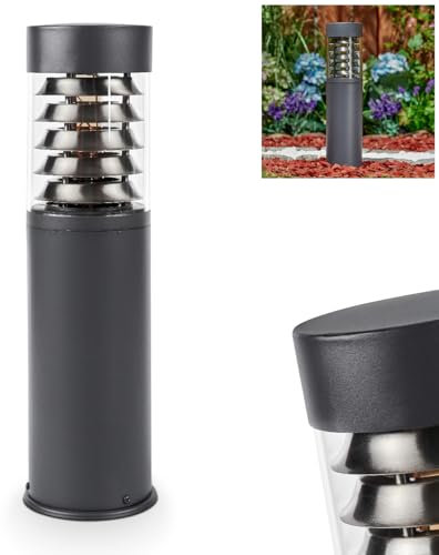 Außenwegeleuchte Dakar, moderne Sockelleuchte aus Metall/Kunststoff in Anthrazit/Klar, Wegeleuchte Höhe 40 cm, Gartenbeleuchtung IP44, 1 x E27, ohne Leuchtmittel
