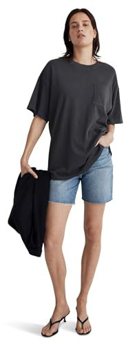 Madewell Damen Boyfriend Pocket Tee, Schwarze Kohle, X-Groß