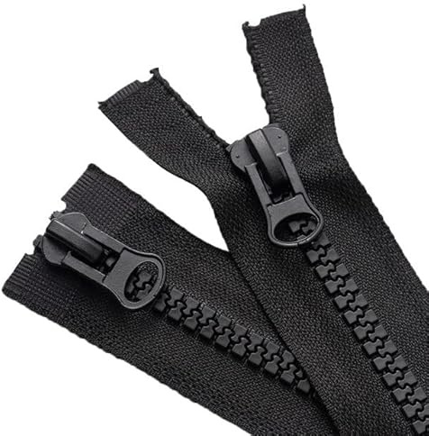2 Stück #8 110cm Zweiwege-Trennreißverschlüsse (offener End-Reißverschluss) für das Nähen von Manteljacken, Schwarz geformte Harzreißverschlüsse in großen Mengen