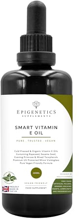 Smart Vitamin E Oil 100ml | Cold Pressed & Organic Oil Mix: Evening Primrose + Rapeseed + Sesame | Pure & Natural Vitamin E | UK Made Vegan Liquid