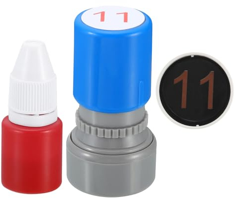 PATIKIL Nummernstempel mit Selbstfärbung, Zahl 11 Stempel Lehrerstempel Initialstempel Tintenstempel für Klassenheft Scrapbooking DIY Handwerk Stil 1, rote Tinte
