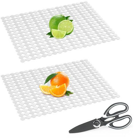 HYEIOL Alfombrilla Fregadero Cocina, 2 Unidades Protector Fregadero Cocina Cortable con Tijeras, Alfombrilla Fregadero de Cocina para Fregaderos de Cerámica/Acero Iinoxidable, 30 x 40cm (Transparente)