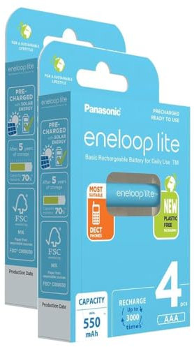 Eneloop Lite - 2 batterie ricaricabili AAA/HR03/Micro 550 mAh NI-MH