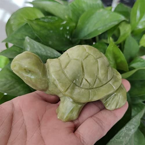 PAKMEZ Tortuga de Jade Verde Tallada a Mano estatuilla de Cristal de Jade Natural Regalo Artesanal Obelisco