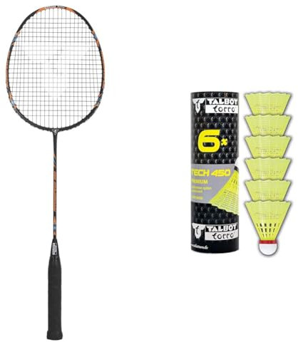 Talbot-Torro Badmintonschläger Arrowspeed 399 & Unisex Talbot-torro Tech 450 badmintonbolde - 6 STK. dåse Sporting Goods, Korb: Gelb Rot/Schnell, Einheitsgröße EU