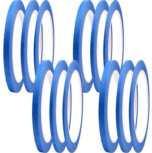 PGKDYC 12 Rolls Masking Tape, Painters Tape, Blue Masking Tape, Painting Tape, Adhesive Blue Tape, Masking Tape for Painting, Thin Masking Tape, Decorating Tape, Masking Tape for Painting, Decorating