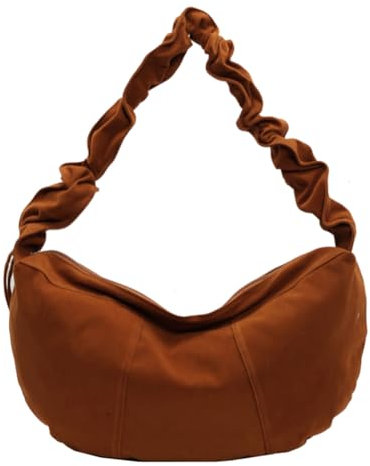 Fiorky Borsa a tracolla da donna in pelle scamosciata con tracolla regolabile Borsa piccola hobo Tote Borsa a mezzaluna multitasche Mini pochette for viaggi di lavoro (Marrone)