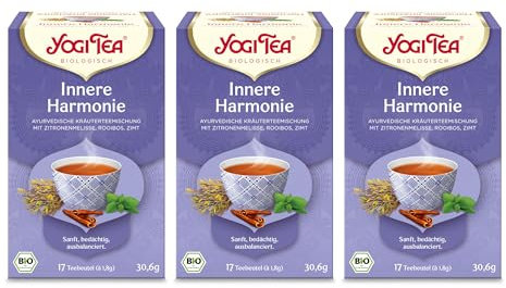 Yogi Tea - Innere Harmonie,Ayurvedischer Bio Gewürz- und Kräutertee, Mischung aus Melisse, Rooibos und Zimt, Yogi Tee 3er Pack, 3x17 Beutel (51 Teebeutel insgesamt), Ideal als Geschenk