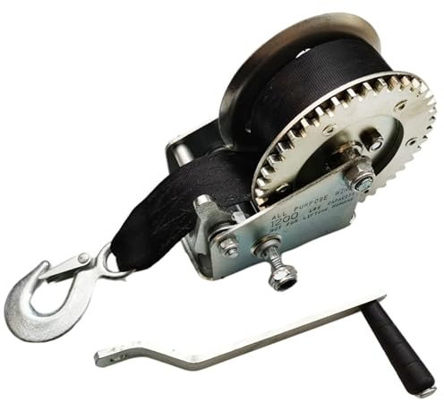 Treuil de remorque de bateau robuste 600 lb/1 200 lb/2 500 lb avec sangle, treuil manuel portable avec crochet en alliage, treuil manuel à cliquet bidirectionnel pour remorque de bateau ATV Marine (