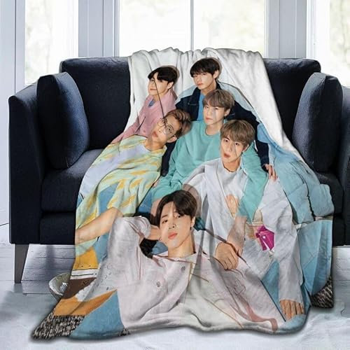 PTNQAZ Sängerdecke, B-ts Flanelldecke, Musik-Überwurf, Decke, warm, flauschig, bequem, Schlafzimmer, Sofa, Dekorationen für Fans, modisches personalisiertes Geschenk (16,8 x 203,2 cm)