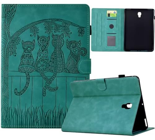 Vaitasy Custodia per Samsung Galaxy Tab S4 10.5 2018 SM-T830/T835 Modello di gatto carino Pelle PU con Supporto Funzione Folio Custodia per Galaxy Tab S4 Verde
