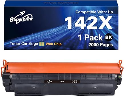 Superprint 142X Tonerkartusche Schwarz (mit-Chip) Kompatibel für HP 142X W1420X 142A W1420A Toner (Groß, 1er-Pack)