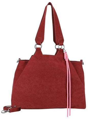 Fritzi Maia Jacky Shopper Bag Vegan Lederimitat Damen Handtasche Alltag Büro Reisen Reißverschluss abnehmbarem verstellbarem Schultergurt 40,5 x 29 x 15,5 cm – Schwarz, Rot, Grau, Pink, Blau, Olivgrün
