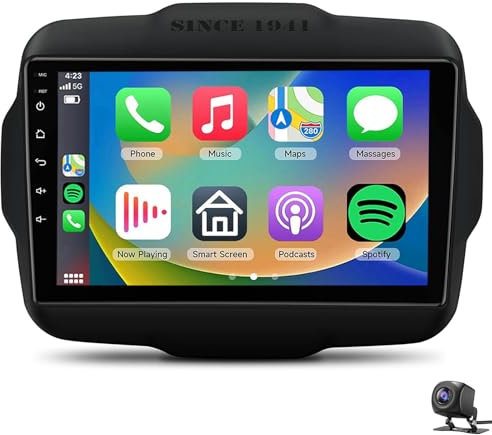 Radio estéreo para coche para J-eep Renegade 2016-2020, pantalla táctil de 9 navegación GPS unidad principal BT DSP CarPlay integrado Android Auto con 4G LTE OBD2 DVR TPMS cámara de resp(Color:S6)