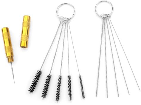 Airbrush Cleaning Kit, Multi Purpose Paint Sprayer Cleaning Kit 3 Set Airbrush Cleaner Set Includes 5 Pcs Needles, 5 Pcs Brushes and 1 Gold Needle