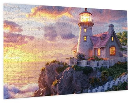 Lighthouse Piece Jigsaw Puzzle 3000 Jigsaw Puzzles for Adults Landscape Impossible Puzzle Challenging High Difficulty Activity, Gift Box Packaging, Great Gift Idea for Family Friends 81x122 CM -1243y
