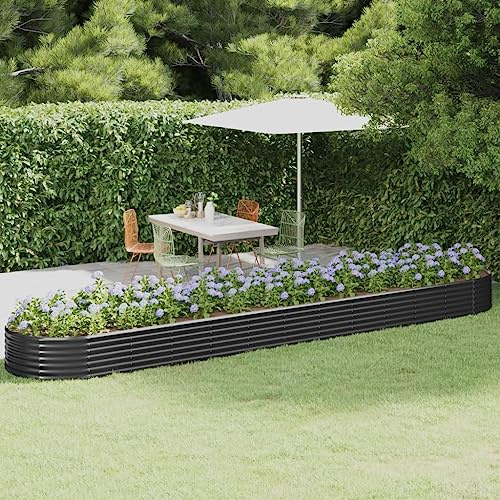 HaoChrymec Jardinière Surélevée with Acier Thermolaqué, Design Robuste, Bac Jardinière Extérieur, Balconnière Extérieure, Anthracite, 507 x 100 x 36 cm
