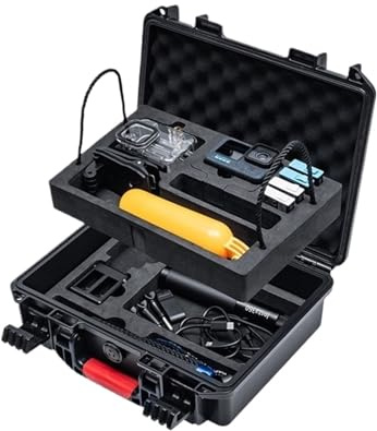 Compatibile con GoPro HERO 7-13 - Custodia da viaggio impermeabile a 2 strati con spazio di archiviazione personalizzabile