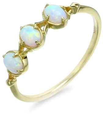 Musihy Ring Gold 585 Damen, 14K Gelbgold Ring mit Opal, Größe 51 (16.2)